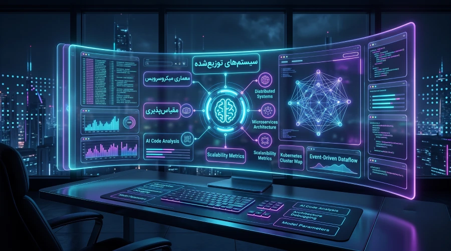 نمای مفهومی از یک محیط کاری مدرن مبتنی بر Vibe Coding